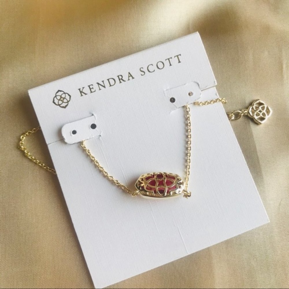 Kendra Scott Elisa gold red berry necklace - Picture 2 of 3